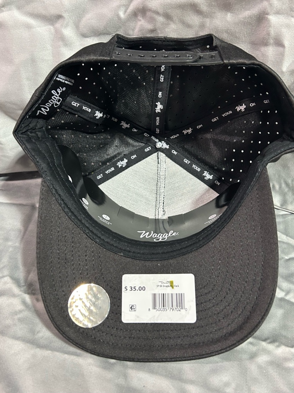 Black Snapback Hat with Green Crocodile Logo - Picture 5 of 5